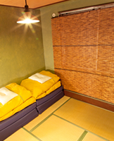 Twin Japanese tatami room with futon bedding